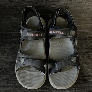 Merrell Black and Gray Strap Sandals Sz 8 Very Good Preowned Condition